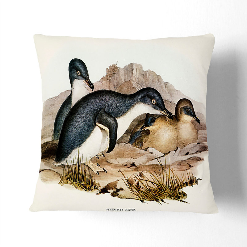 Little Penguins by Elizabeth Gould Cushion with Filling, Black, 55cm H x 55cm W x 20cm D