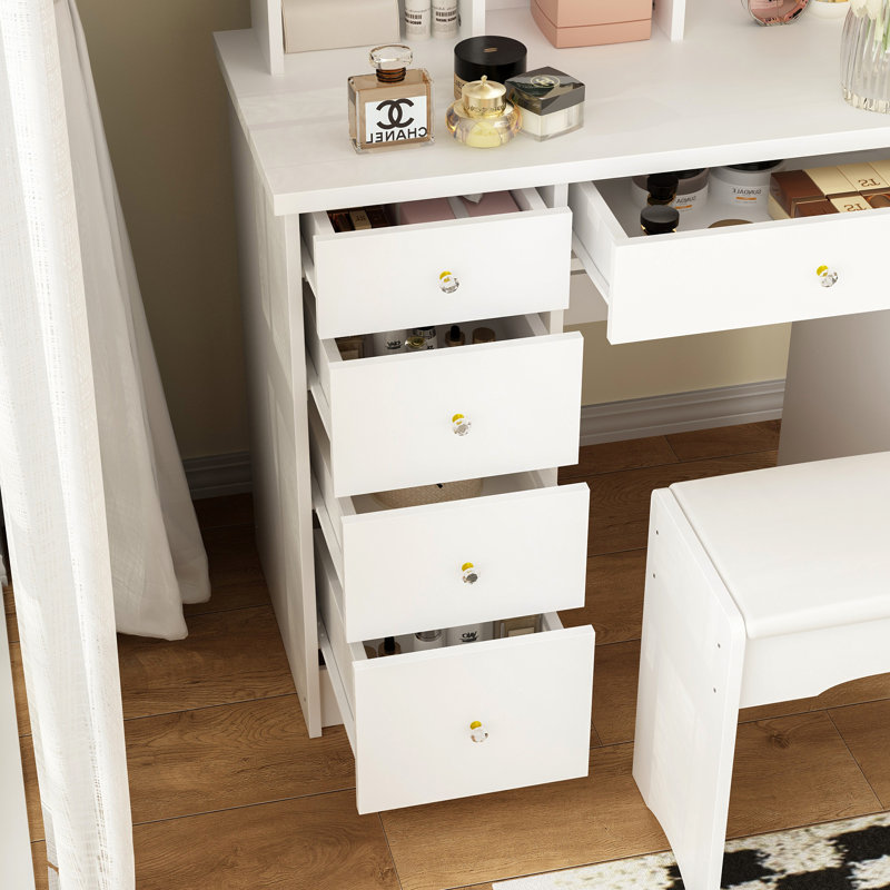 Ensemble de coiffeuse avec tabouret et miroir