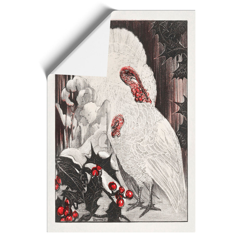 Two White Turkeys by Theo van Hoytema - Frameless Print, 30cm H x 21cm W x 0.1cm D
