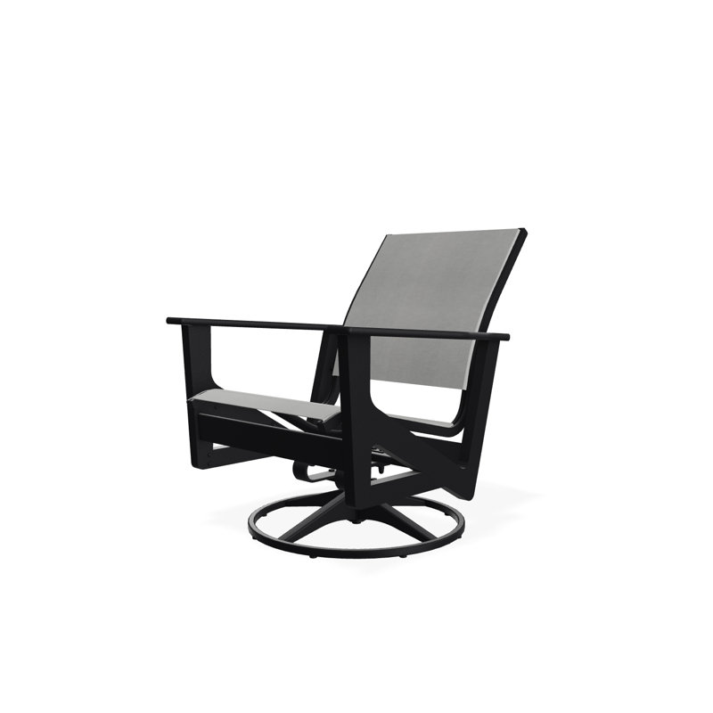 Wexler Outdoor Swivel Lounge Chair, Alloy Sunbrella®, Black