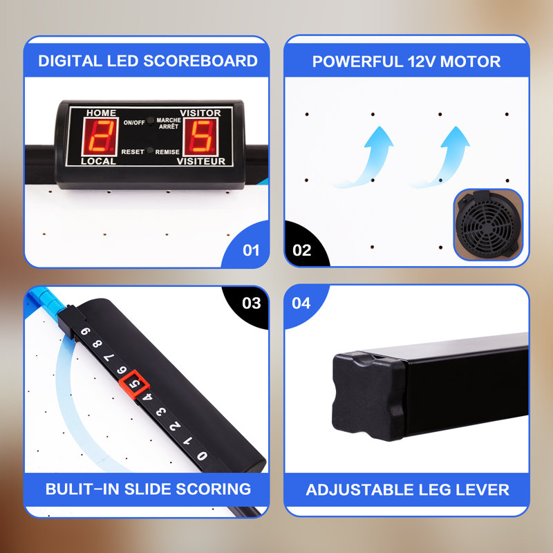 Raychee 48in Air Hockey Game Table With Stronger Motor, Digital Led Scoreboard