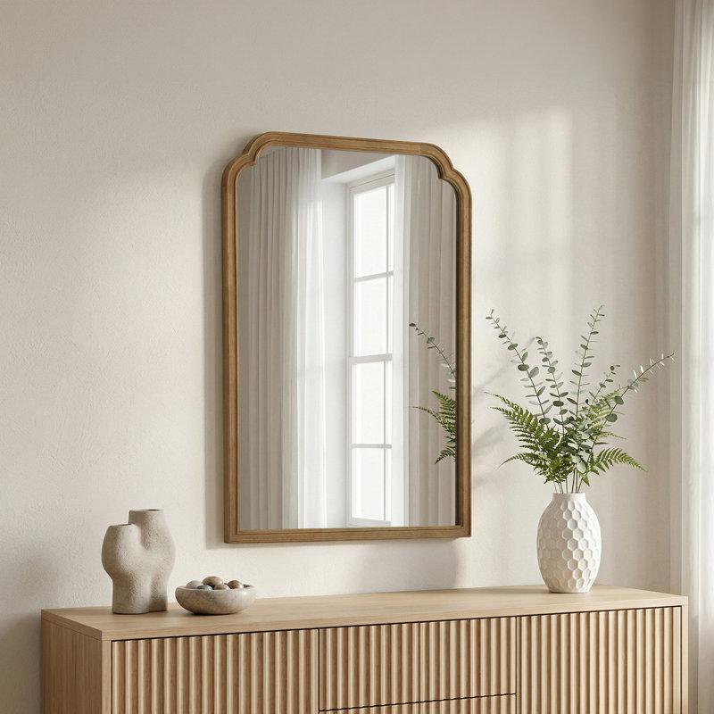 Miroir mural Ancalin, Bois naturel, 40 po x 28 po