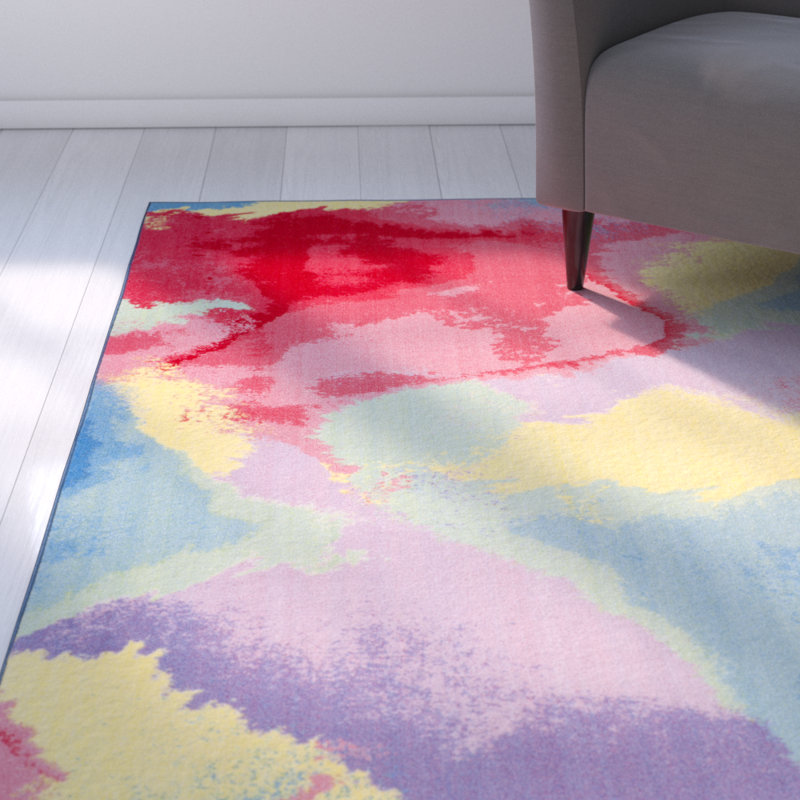 Darline Performance Machine Washable Abstract Rug, Rectangle 4'4" x 6'