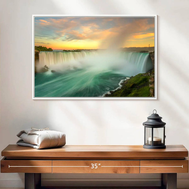 Paysage des chutes du Niagara, Cadre flottant blanc, 25 po x 17 po
