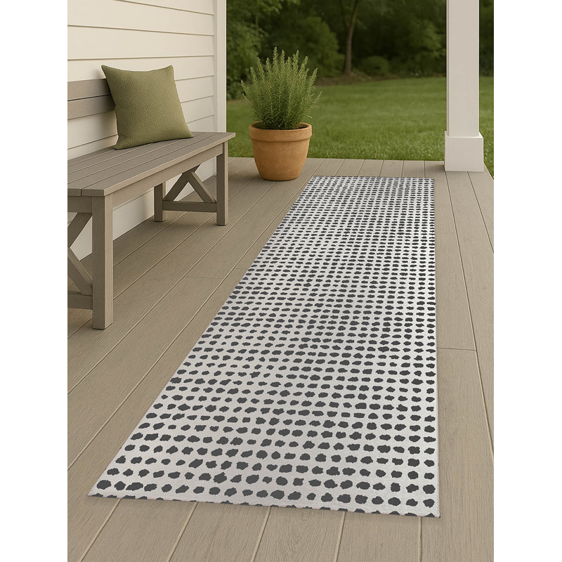 Grunge Row Non-Slip Outdoor Rug, Runner 2'6" x 8'