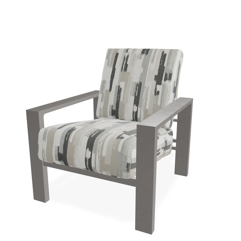 Larssen Deep Seating Cushion Arm Chair, Warm Gray, Dreamscape Seaglass