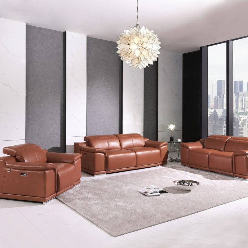 Causeuse inclinable en cuir Global United, Chameau