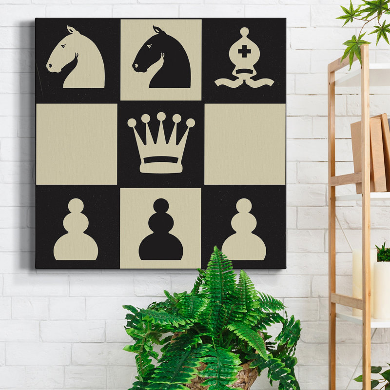 Impression d'échecs de qualité supérieure - prêt à être suspendu, Papier avec cadre gris, H 26,5 po x l 26,5 po x P 1,5 po