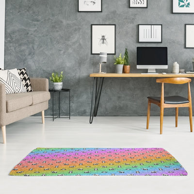 Tapis jaune/rose/bleu