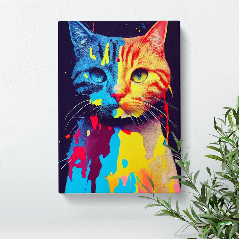 Painted Cat No.5 - Wrapped Canvas, 76cm H x 50cm W x 3cm D