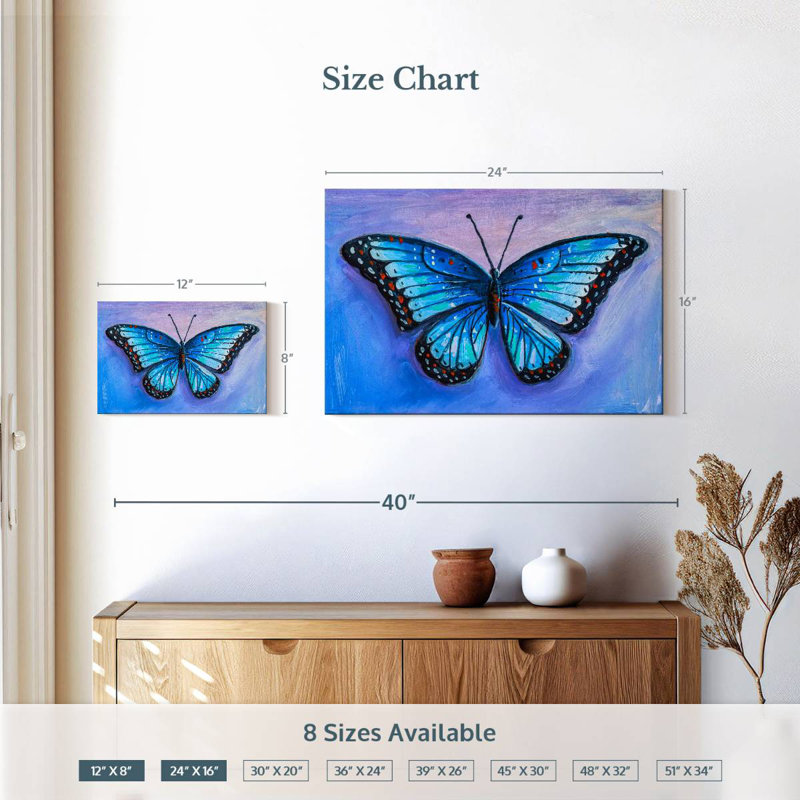 Brampt Blue Butterfly, 16" H x 24" W