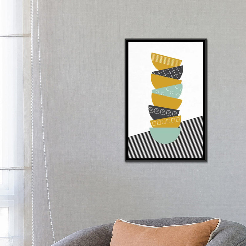 «Bowls», impression sur toile tendue, H 26 po x l 18 po x P 1,5 po, Toile avec cadre noir, Pas de tapis