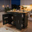 Îlot de cuisine polyvalent avec abattant, organisateur coulissant à 3 niveaux, tablettes réglables, roulettes et grand espace de rangement pour les cuisines modernes.-791978976