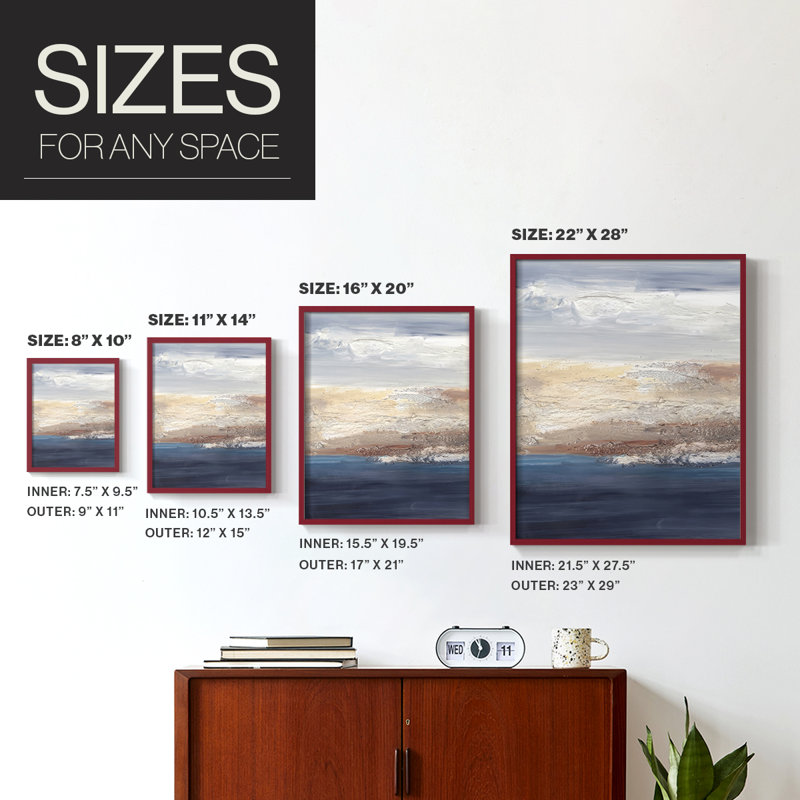 «Tidal Seafoam Horizon II», reproduction encadrée - bois massif, H 21 po x l 17 po, Rouge
