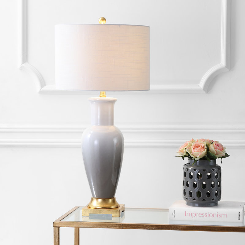 Merve Table Lamp, White/Gray