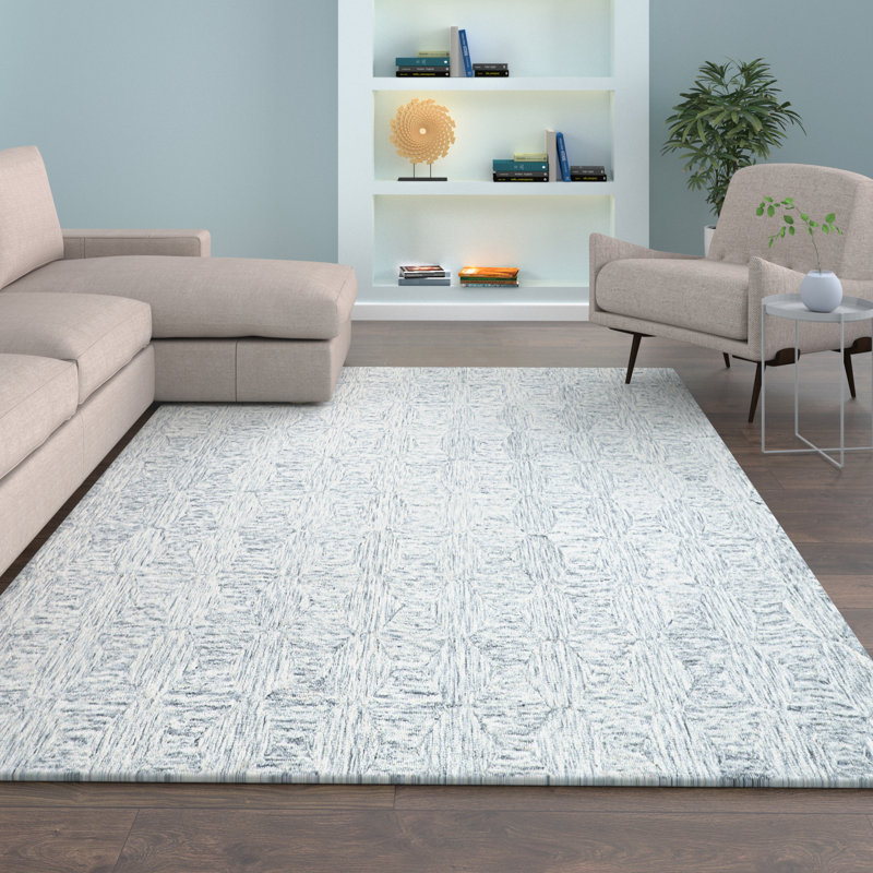 Tarrance Abstract Hand Tufted Wool Area Rug, Rectangle 7'9" x 9'9"