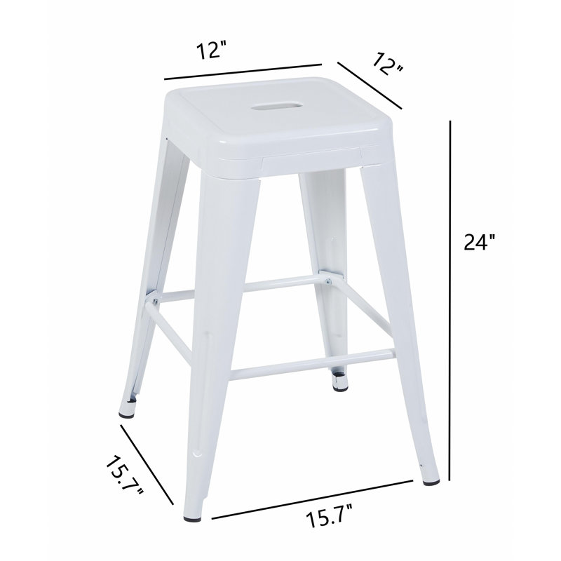 Tabouret à hauteur de comptoir 24 po, ensemble de 2 tabourets de bar en métal sans dossier, non empilable, amovible et facile à assembler, conception peu encombrante pour îlot de cuisine / bar / café / salle à manger