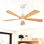 Ventilateur de plafond moderne chaud de 52 pouces avec 3 couleurs à intensité variable et 5 pales en bois réglables avec télécommande et lumière DEL