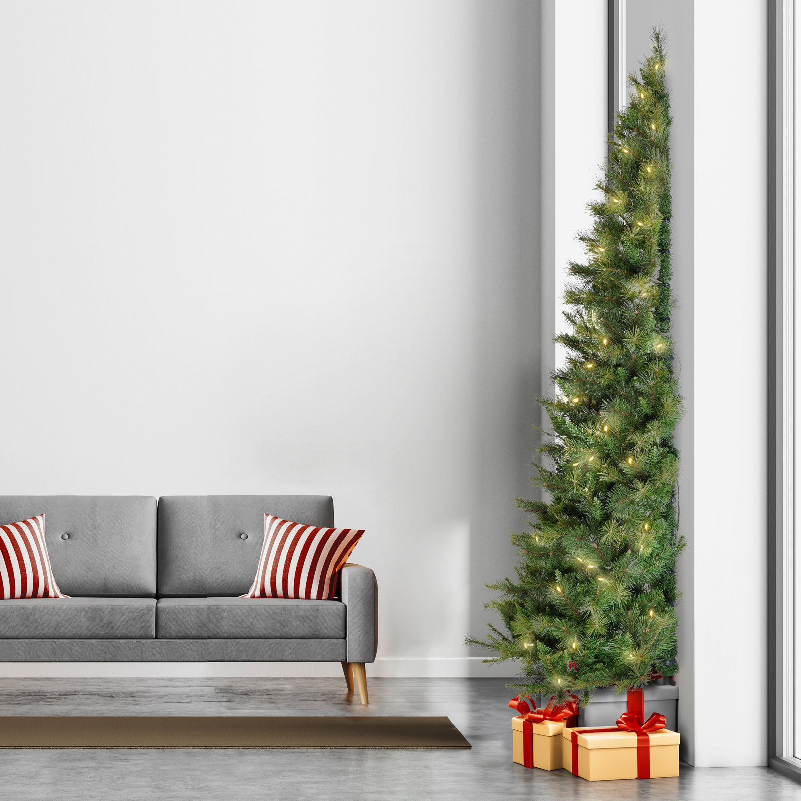 Pre-Lit Half Christmas Tree, 7.5' H