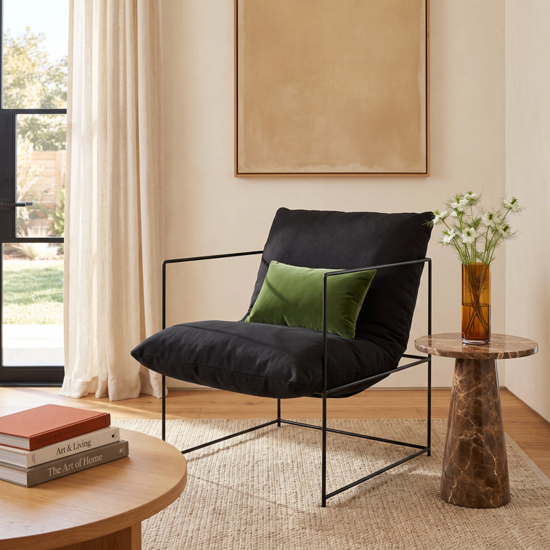 Giulietto Upholstered Armchair, Black Linen