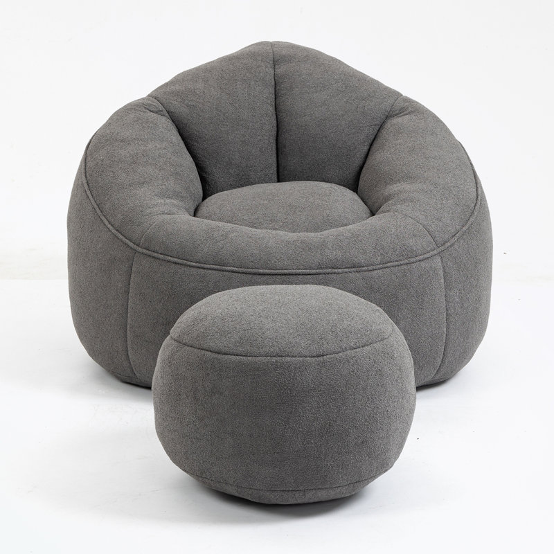 Eryn Barrel Chair with Ottoman, Gray Microfiber / Microsuede