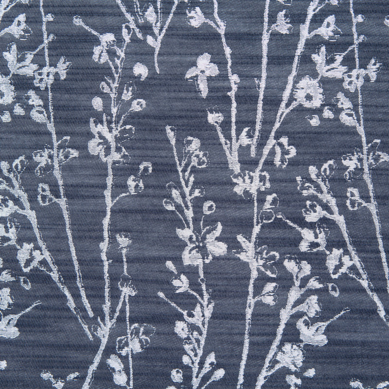 Floral Semi-Sheer Grommet Curtain Panels, 52" W x 108" L, Dark Blue