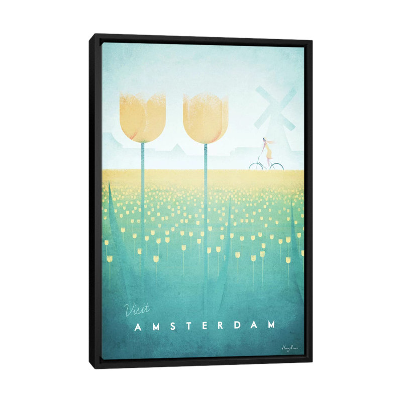 «Amsterdam», impression sur toile, H 60 po x l 40po x P 1,5 po, Toile avec cadre noir, Pas de tapis