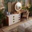 Ensemble de meuble-lavabo moderne à 6 tiroirs, ensemble de meuble-lavabo de luxe avec 3 compartiments de rangement latéraux, ensemble de meuble-lavabo minimaliste (tabouret et miroir non inclus)