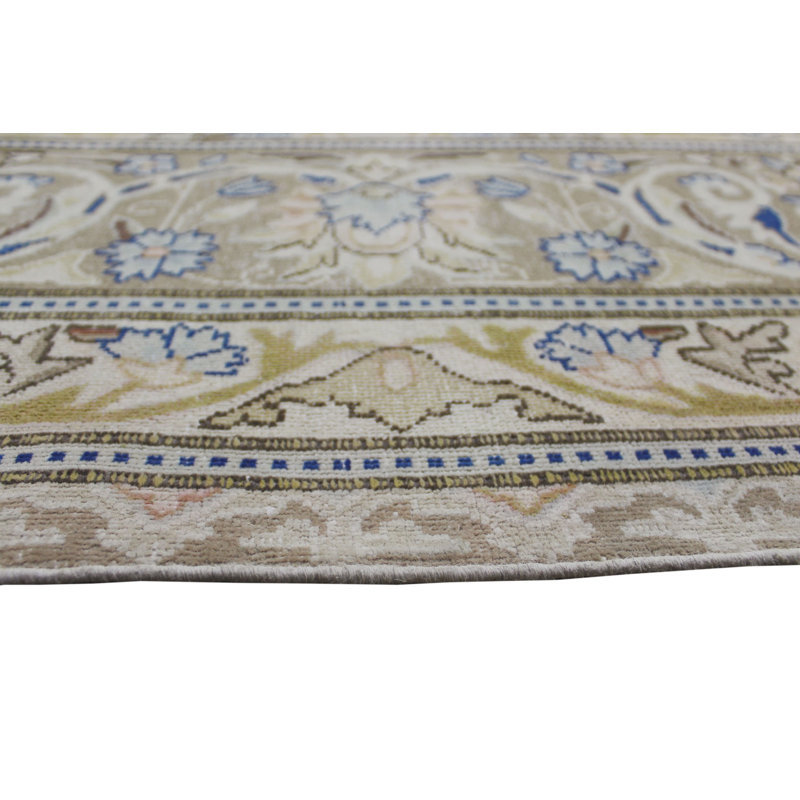 Tapis unique en laine noué à la main gris de 9 pi 10 po x 13 pi 6 po Maejor