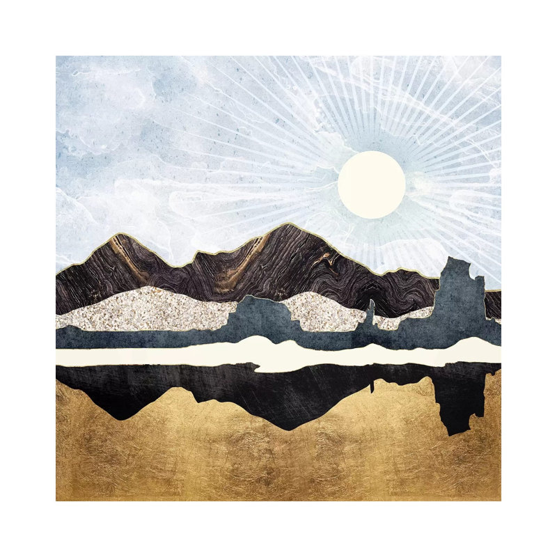 Désert doré - impression d'art graphique, Toile tendue, Aucun mat, H 37 po x l 37 po x P 1,5 po