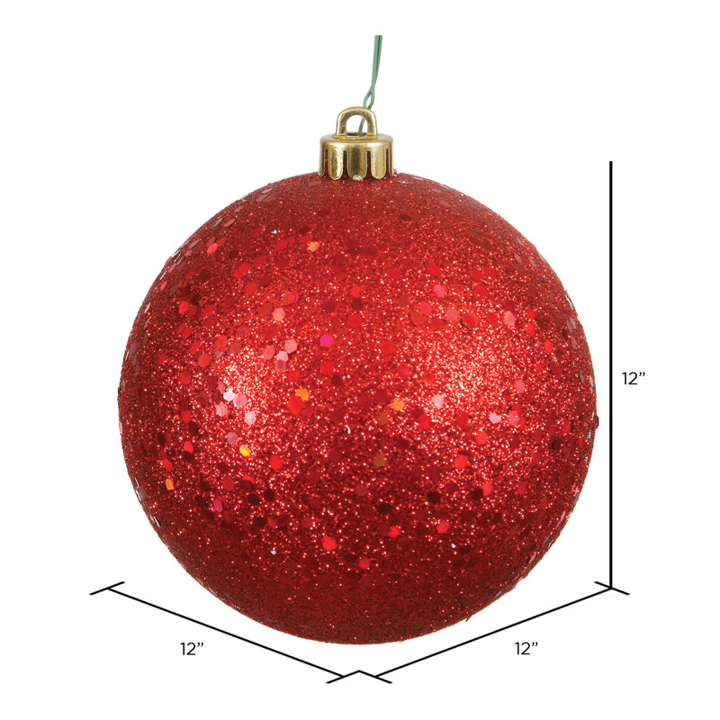 Ornement boule des Fêtes, H 12 po x l 12 po x P 12 po, Rouge