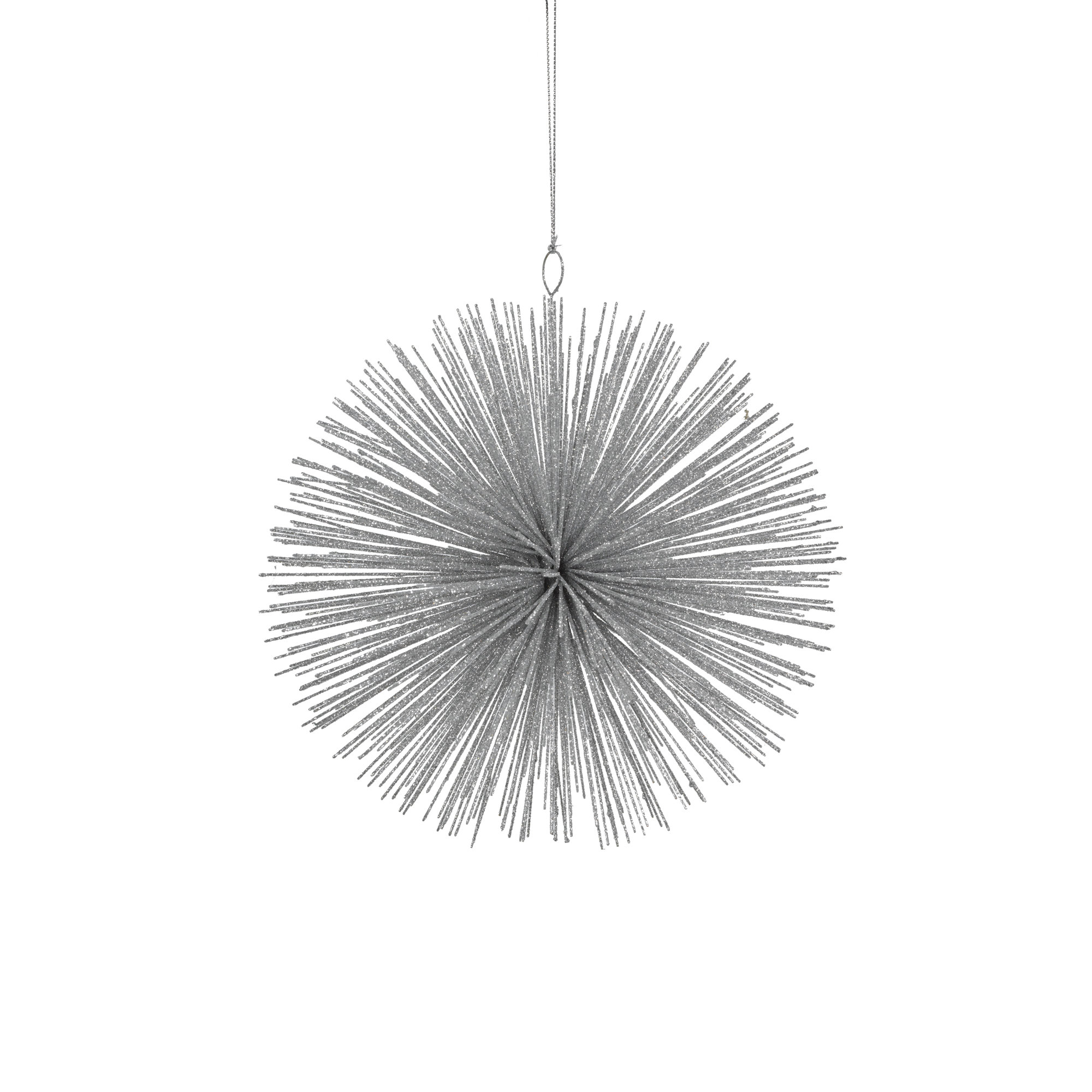 Starburst Hanging Set of 2 Ball Ornament, Silver