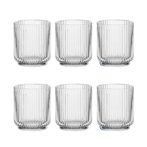 Kitchen Lux Ribbed Drinking Glasses - Ribbed Glass Cups 15 oz - Ribbed Glassware - Textured Vintage Retro Ripple Aesthetic Glass Ware for Whiskey