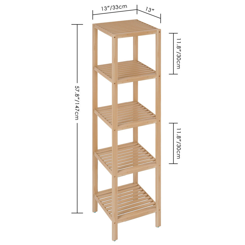 Addisynn Solid Wood Freestanding Bathroom Shelves, Natural