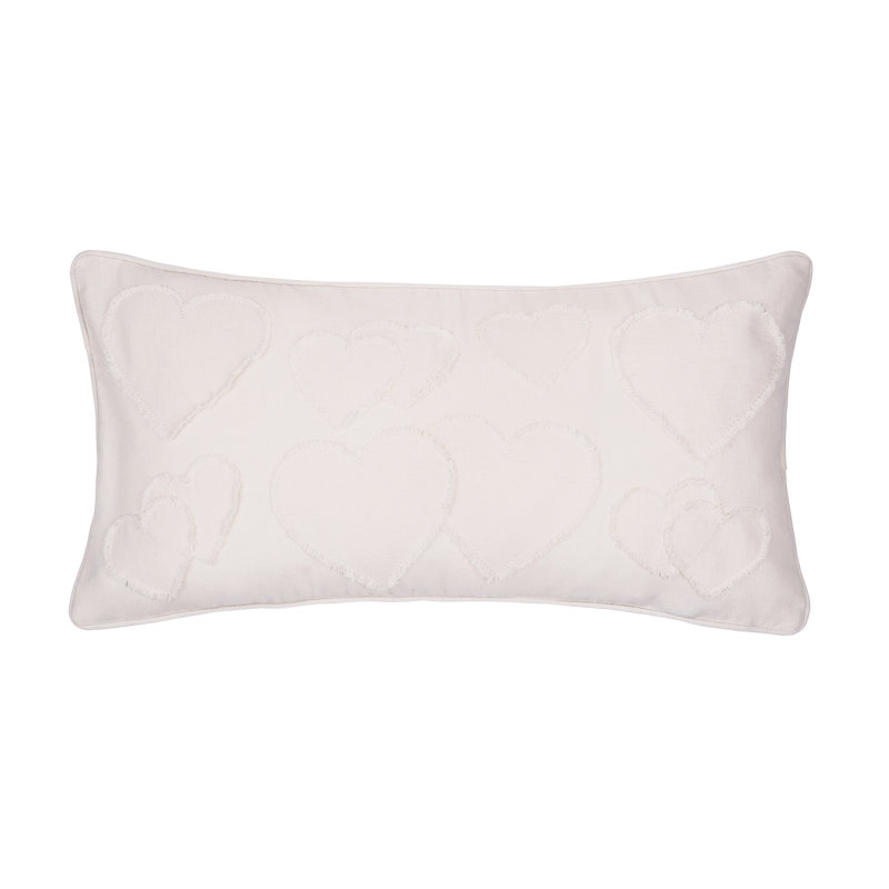 White Heart Applique Valentine's Day Heart Pillow