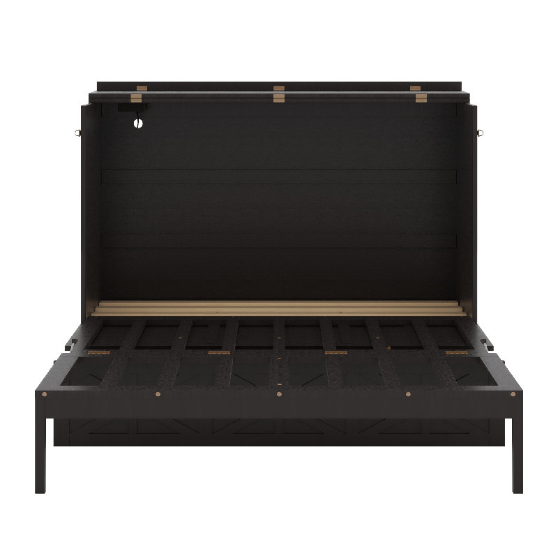 Lit escamotable avec grands tiroirs et port USB, Espresso