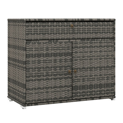 Outsunny Outdoor Towel Rack & Pool Toy Cabinet, Hot Tub Accessory Storage, Freestanding PE Rattan Wicker Cabinet With Drawer For Indoor, Outdoor Swimm by Taroo Clocks