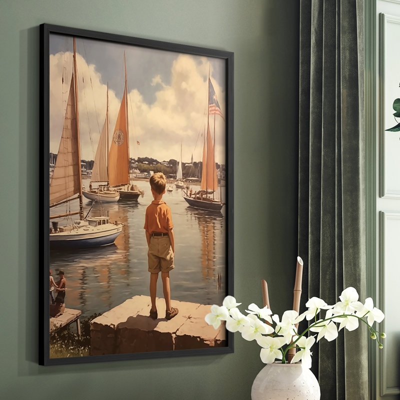 Série NAUTICAL DCV - reproduction encadrée de qualité supérieure - prête à être accrochée - aucun clou requis, Noir