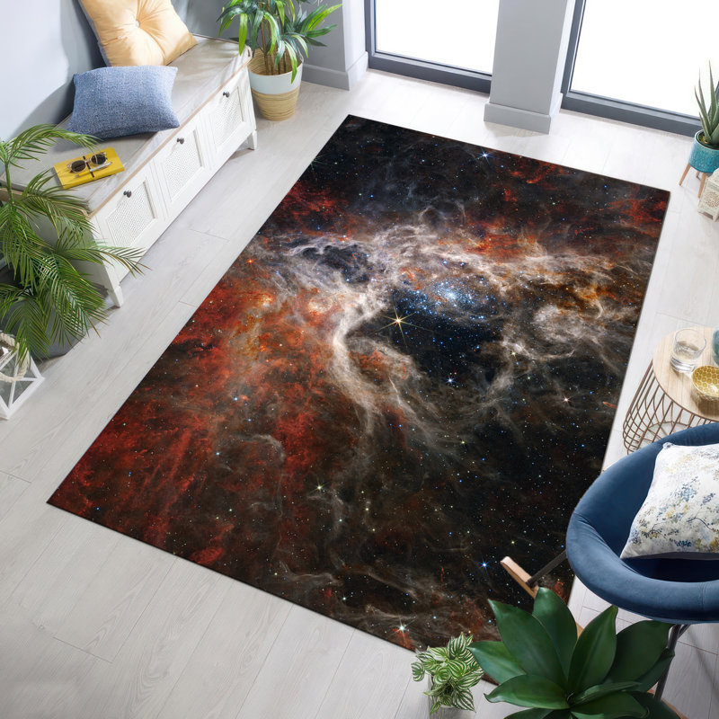 Chic Bohemian Style With Pile Soft Printed Rug Exhibiting Vibrant Floral and Geometric Patterns Ideal for Living and Dining Room Decor