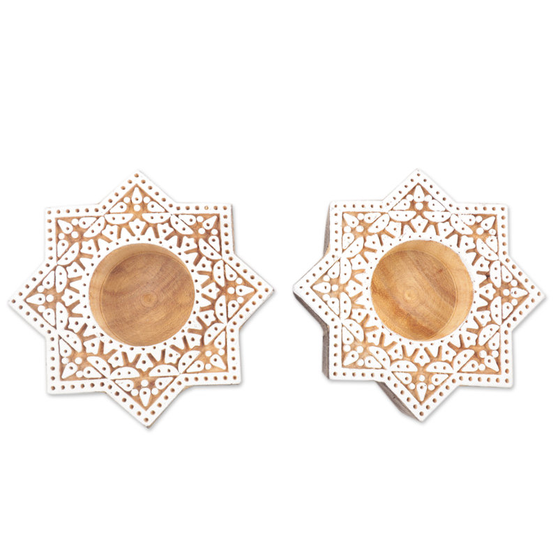 Bougeoirs kaléidoscopiques en bois Bungalow Rose faits à la main (paire)
