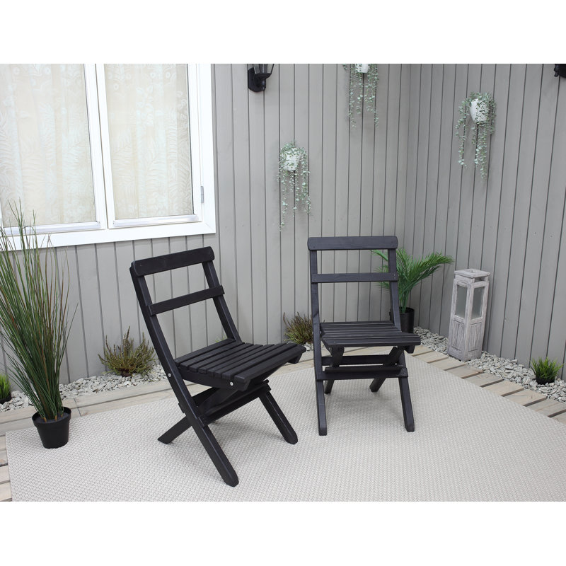 Arlot Folding Patio Dining Side Chair, Black