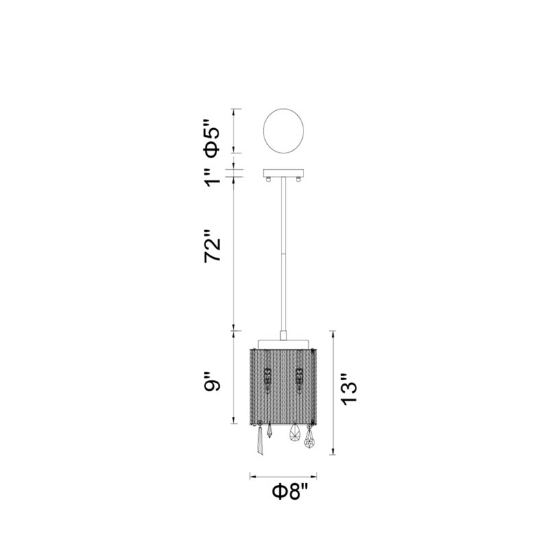 Luminaire suspendu en cristal 2 lumières Shoaf