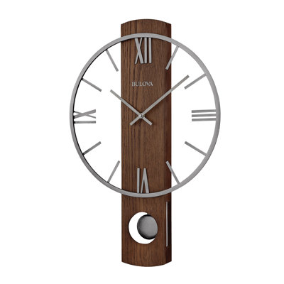 Walnut Floating Roman Numeral Wall Clock with Slo-Swing Pendulum, C4338