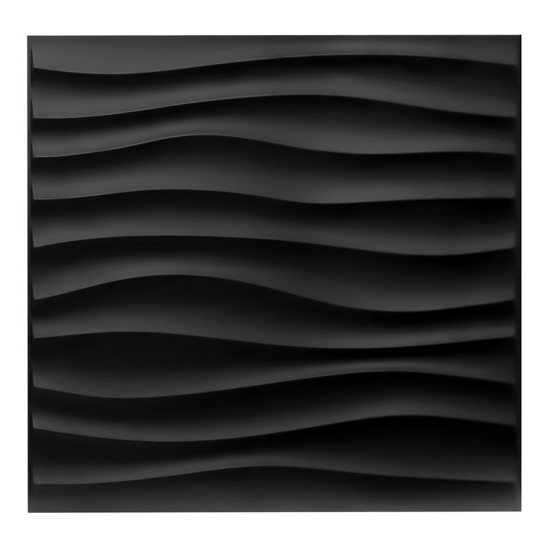 Panneau mural 3D 19,7 po x 19,7 po en noir (paquet de 12)