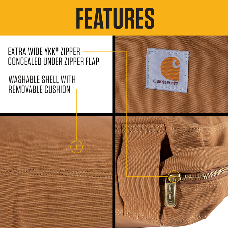Lit pour chien en toile durable Carhartt, lit pour chien ferme résistant à l'eau, brun Carhartt, Carhartt Brown