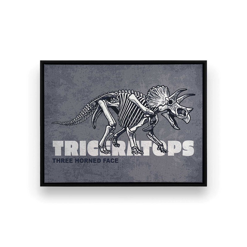 «Triceratops» par Lauren Rader, reproduction d'art, L 40 x H 30, Toile avec cadre, Noir