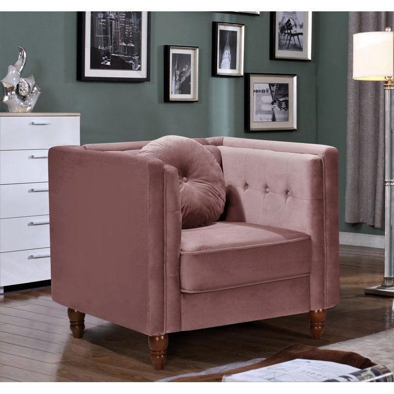 Everhart Velvet Armchair, Rose
