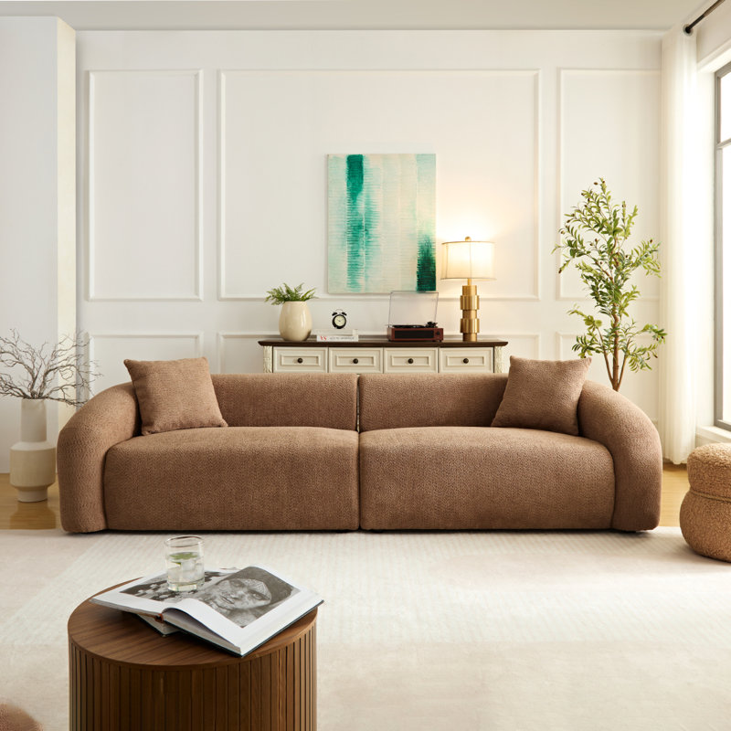 Canapé modulaire moderne Sofawks15c Camel avec coussins amovibles, tissu durable, structure en bois massif, rembourrage en éponge haute densité