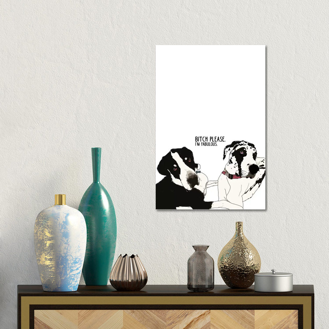 Bitch Please Deutsche Doggen von Sketch And Paws - Galerie-verpackte Leinwand Giclée