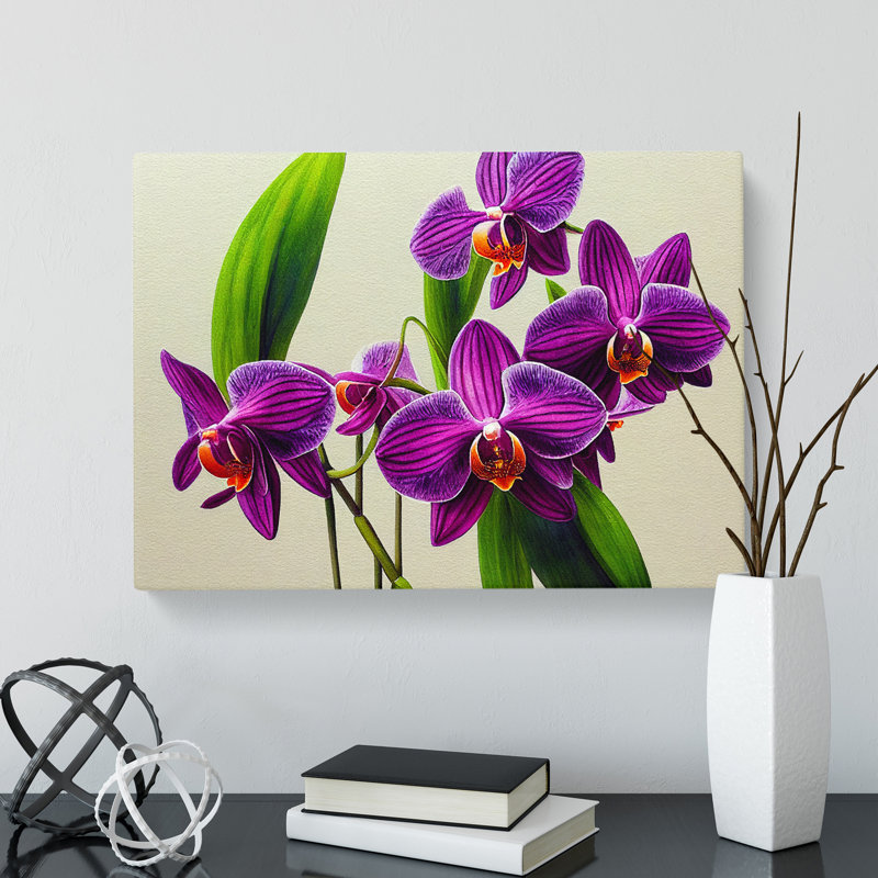 Intriguing Orchid Flowers - Wrapped Canvas Print, 35cm H x 50cm W x 3cm D